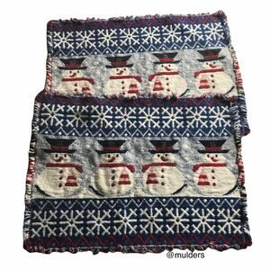 Christmas Snowman Snowflake Holiday Cloth Placemats Set of 2 Table Linens